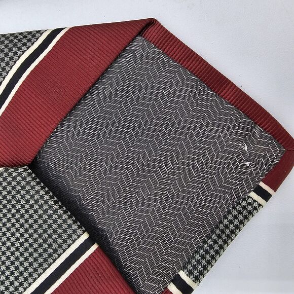 Necktie Mens Vintage George designer size 56" x 3.5", Red Grey Striped - Picture 7 of 7